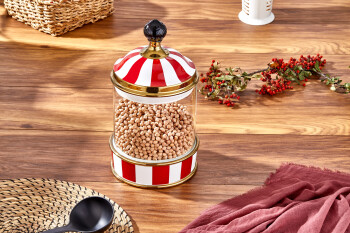 Charmesi Porselen Cam Tepeli Kırmızı Beyaz Bettal Boy Kavanoz 2500 ml - 4