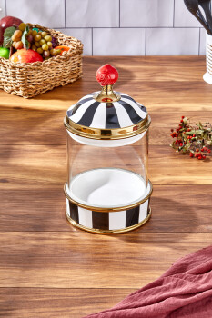 Charmes Porselen Cam Tepeli Siyah Beyaz Battal Boy Kavanoz 2500 ml - 1