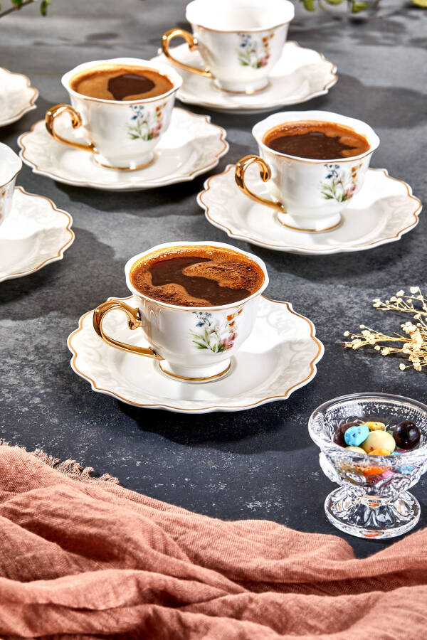 Paçi Valeria Porselen 6 Kişilik Kahve Fincan Takımı - 5