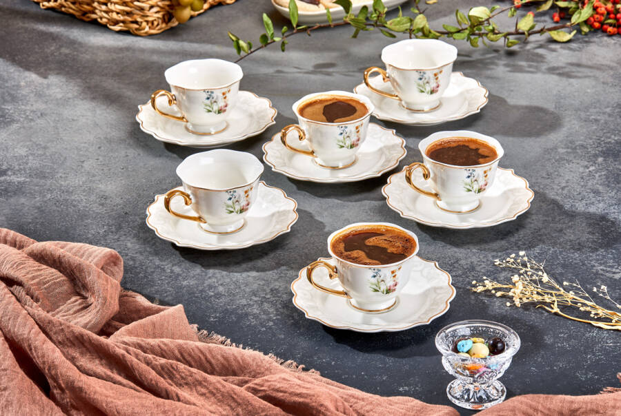 Paçi Valeria Porselen 6 Kişilik Kahve Fincan Takımı - 6