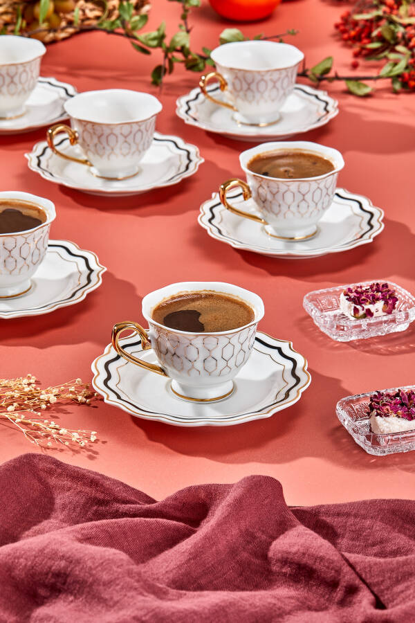 Paçi Valeria Porselen 6 Kişilik Kahve Fincan Takımı - 4